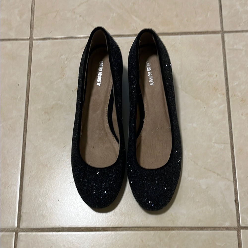 Elegant Black Glitter Flats